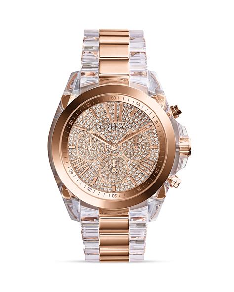 michael kors clear acrylic glitz watch rose gold|Runway Rose Gold.